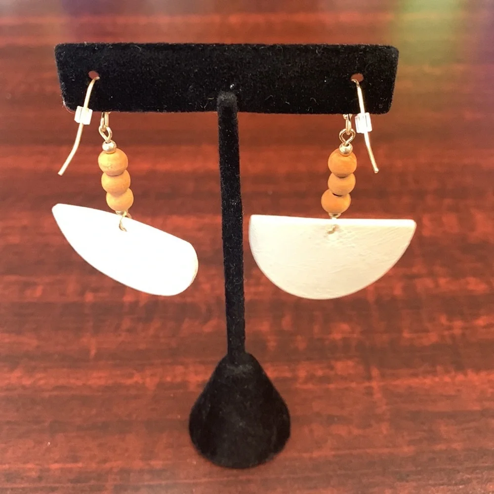 Half Moon Leather Earrings - Picture 4 of 7